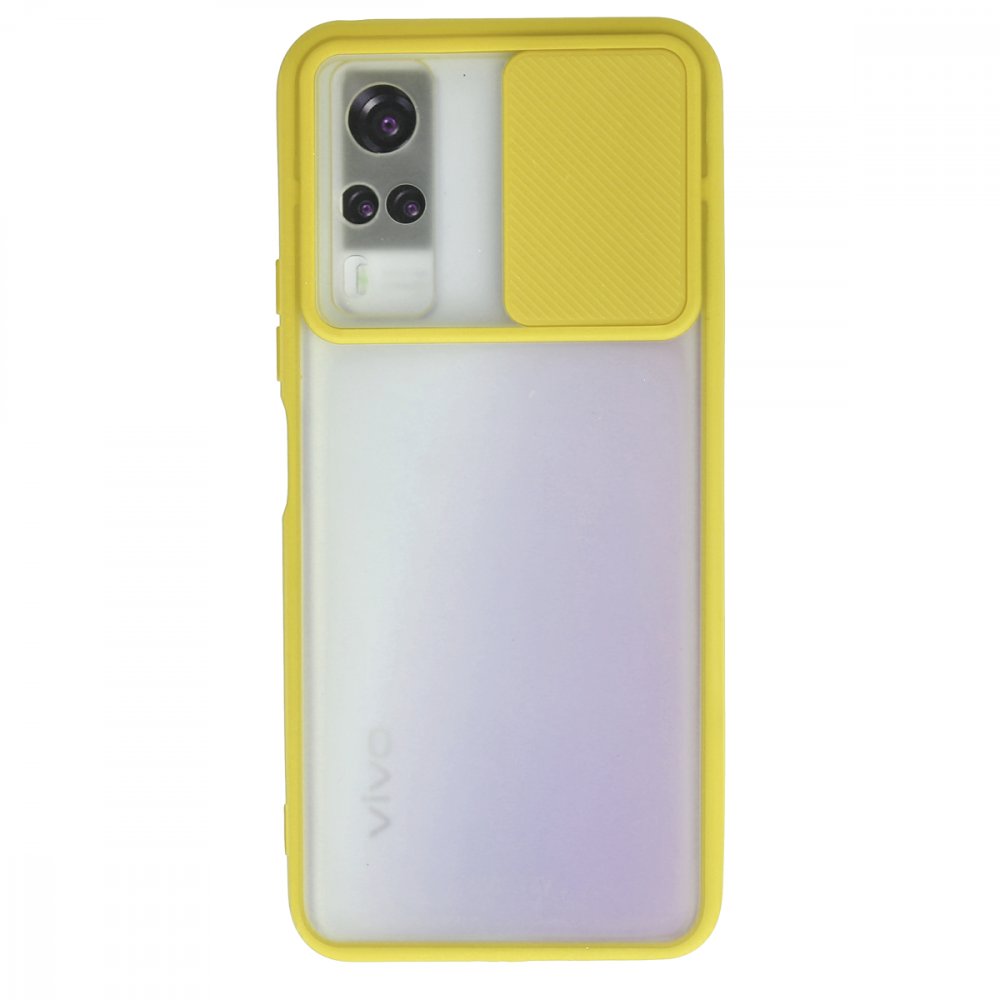 Newface Vivo Y51 Kılıf Palm Buzlu Kamera Sürgülü Silikon - Sarı