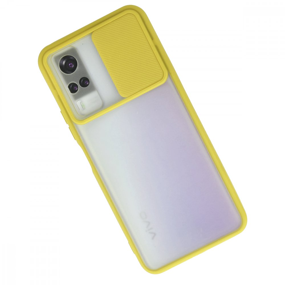 Newface Vivo Y51A Kılıf Palm Buzlu Kamera Sürgülü Silikon - Sarı