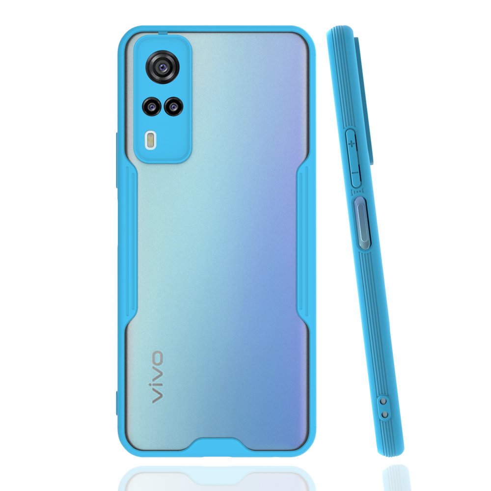 Newface Vivo Y53S Kılıf Platin Silikon - Mavi