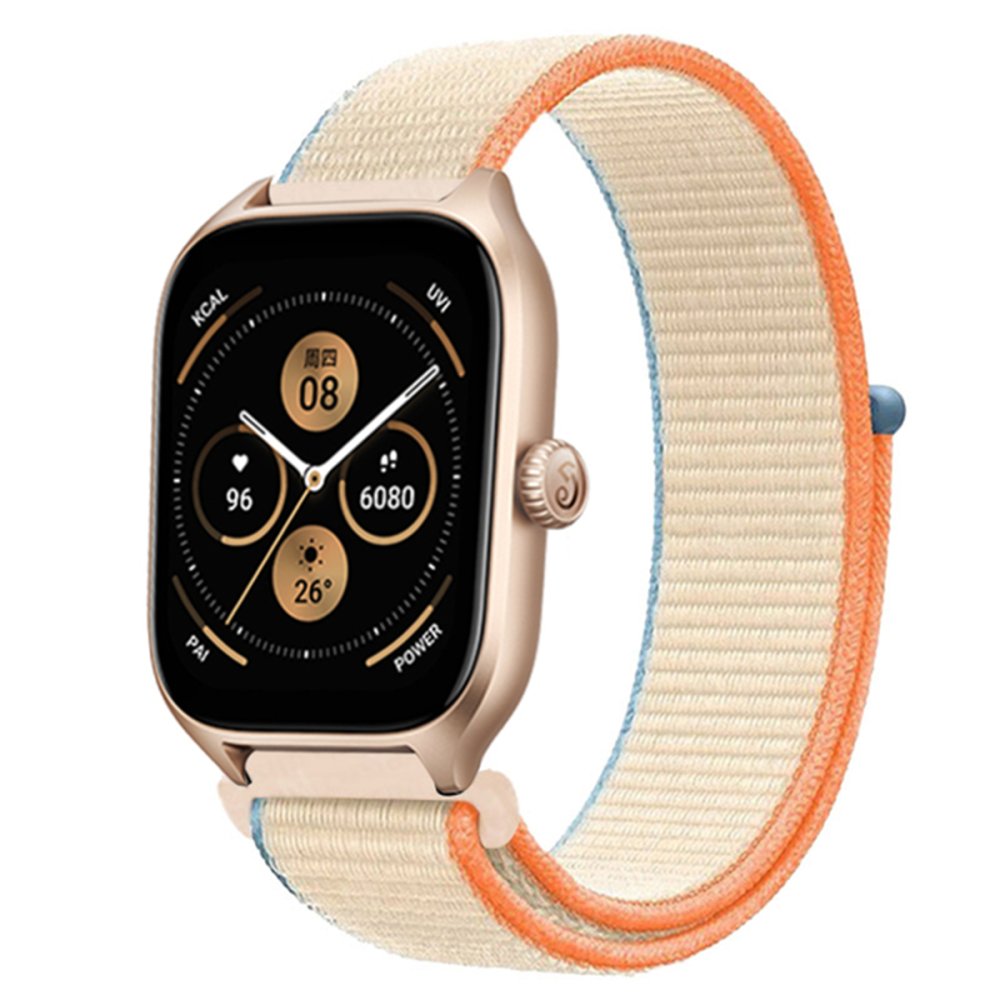 Newface GT4 46mm 22mm Hasırlı Cırtcırtlı Kordon - Mavi-Beyaz