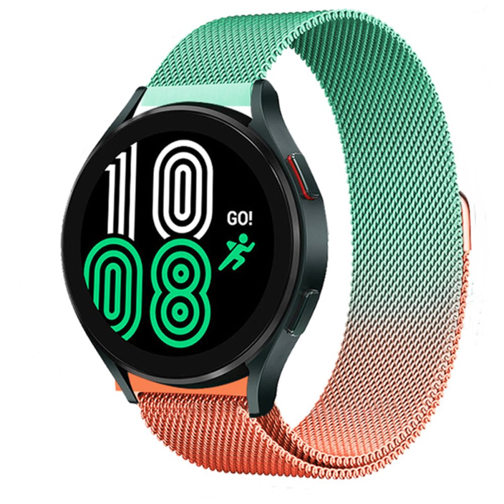 Newface Samsung Galaxy Watch 4 Metal Mıknatıslı Kordon - Turuncu-Yeşil
