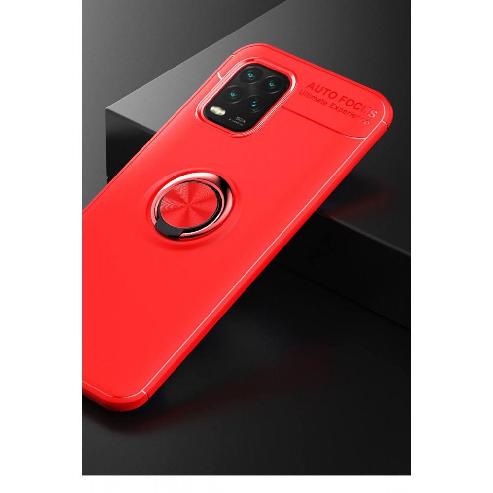 Newface Xiaomi Mi 10 Lite Kılıf Range Yüzüklü Silikon - Kırmızı