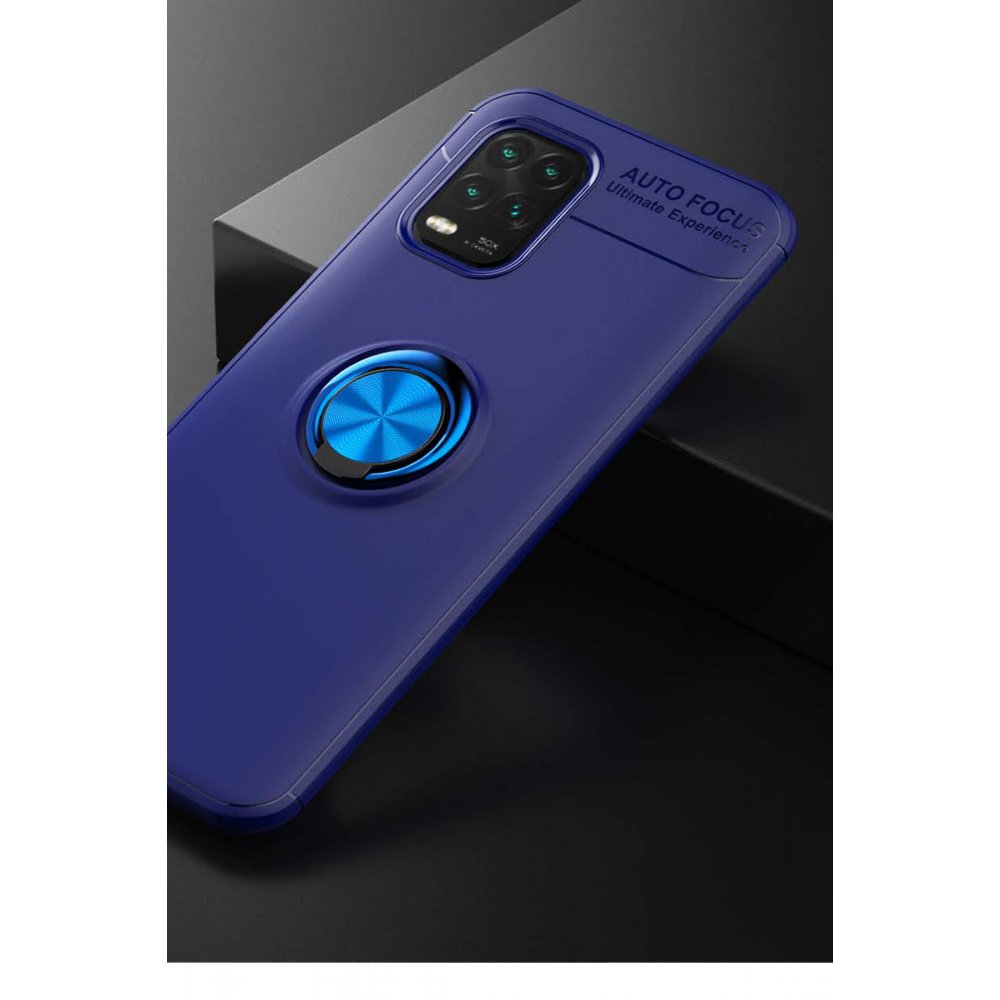 Newface Xiaomi Mi 10 Lite Kılıf Range Yüzüklü Silikon - Mavi
