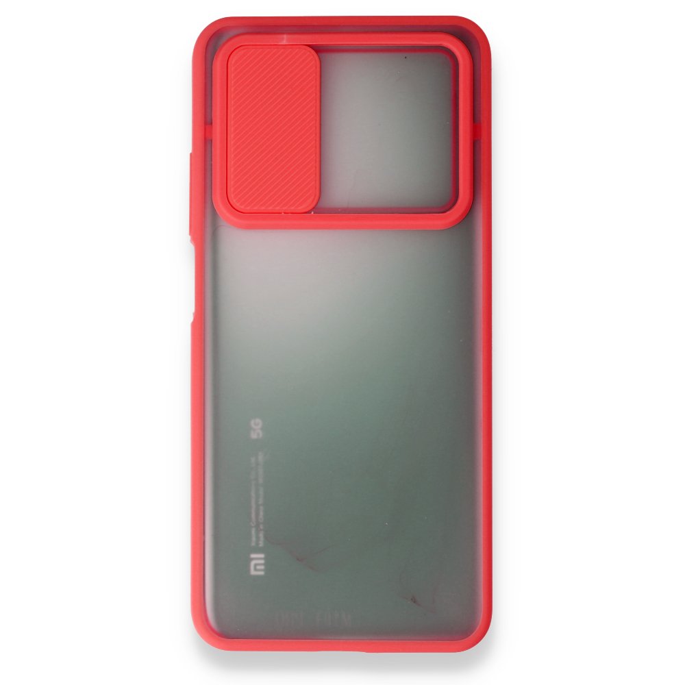 Newface Xiaomi Mi 10T Kılıf Palm Buzlu Kamera Sürgülü Silikon - Kırmızı