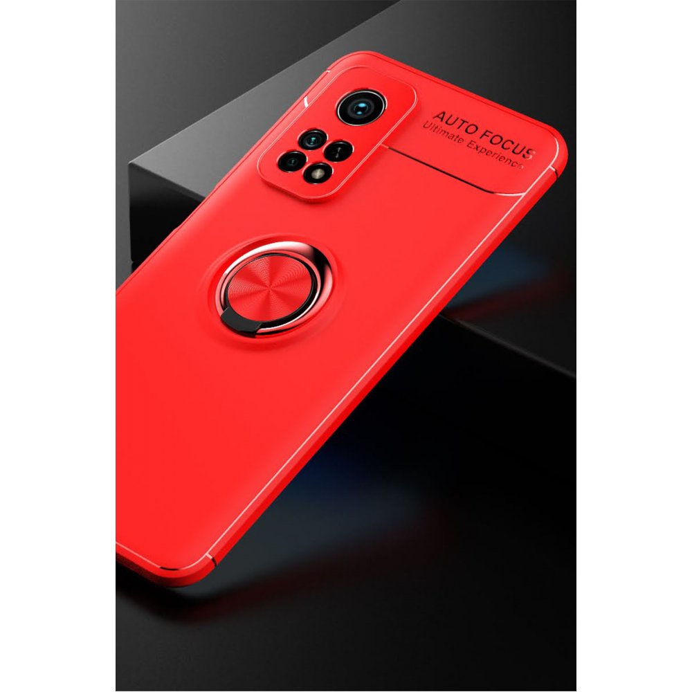 Newface Xiaomi Mi 10T Kılıf Range Yüzüklü Silikon - Kırmızı
