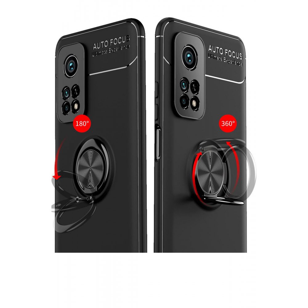 Newface Xiaomi Mi 10T Kılıf Range Yüzüklü Silikon - Kırmızı