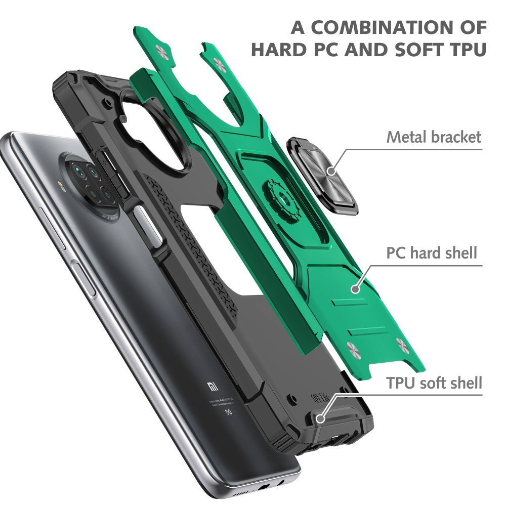 Newface Xiaomi Mi 10T Lite Kılıf Zegna Yüzüklü Silikon Kapak - Koyu Yeşil