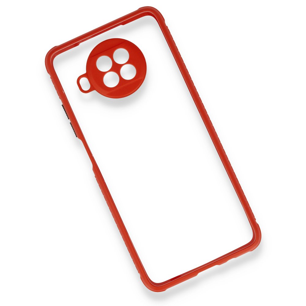 Newface Xiaomi Redmi Note 9 Pro 5G Kılıf Miami Şeffaf Silikon - Kırmızı