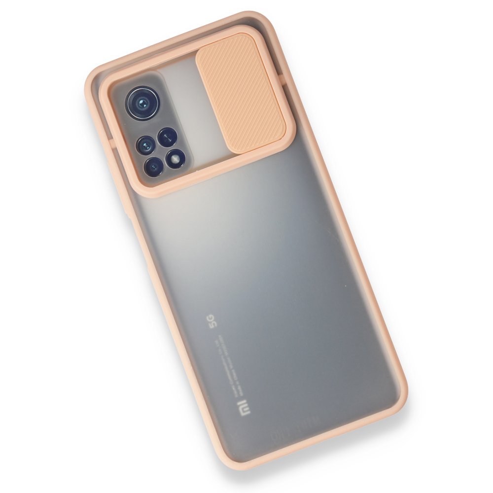 Newface Xiaomi Mi 10T Pro Kılıf Palm Buzlu Kamera Sürgülü Silikon - Pembe