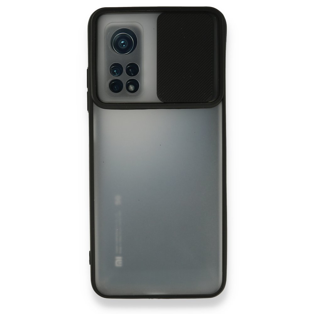 Newface Xiaomi Mi 10T Pro Kılıf Palm Buzlu Kamera Sürgülü Silikon - Siyah