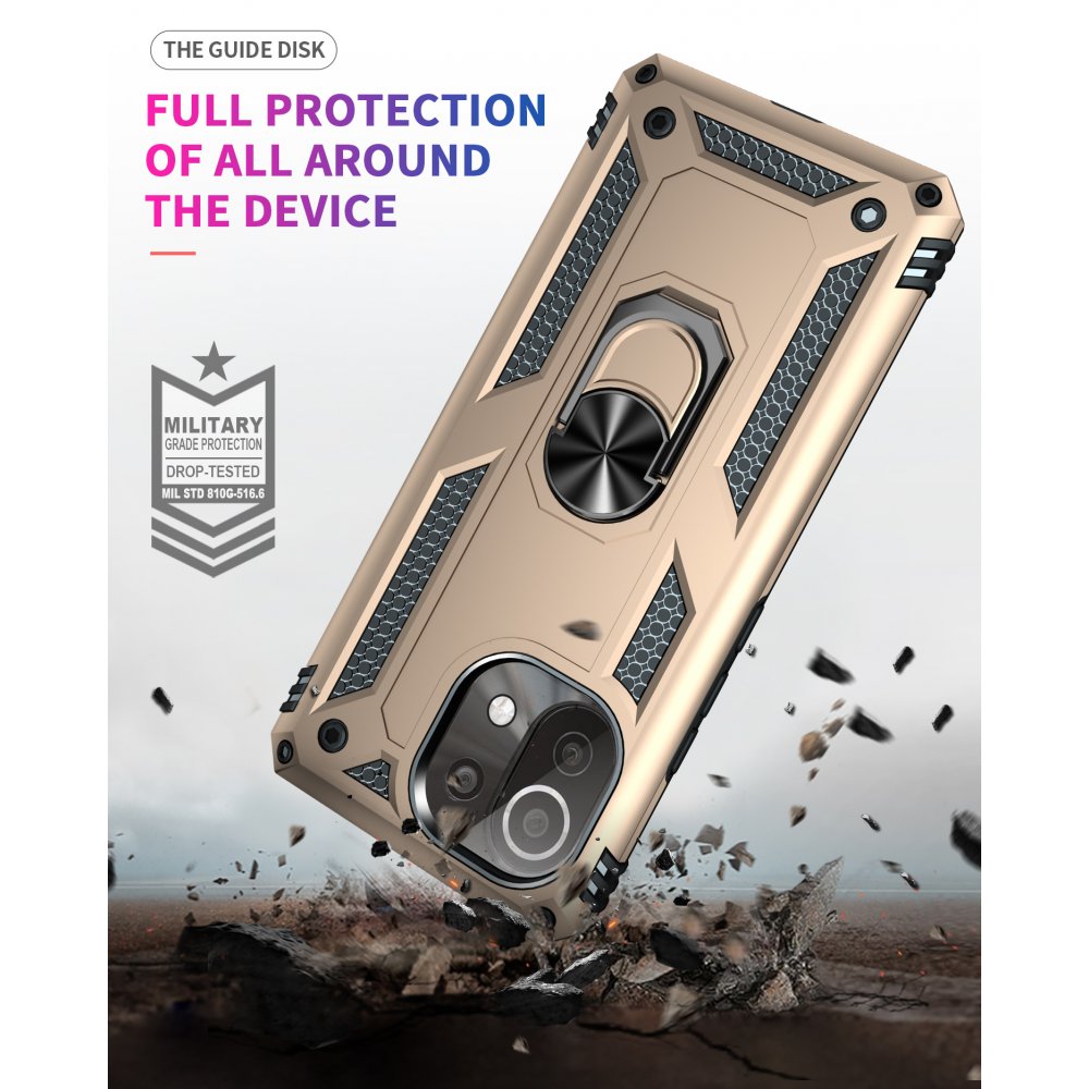 Newface Xiaomi Mİ 11 Lite Kılıf Sofya Yüzüklü Silikon Kapak - Gold