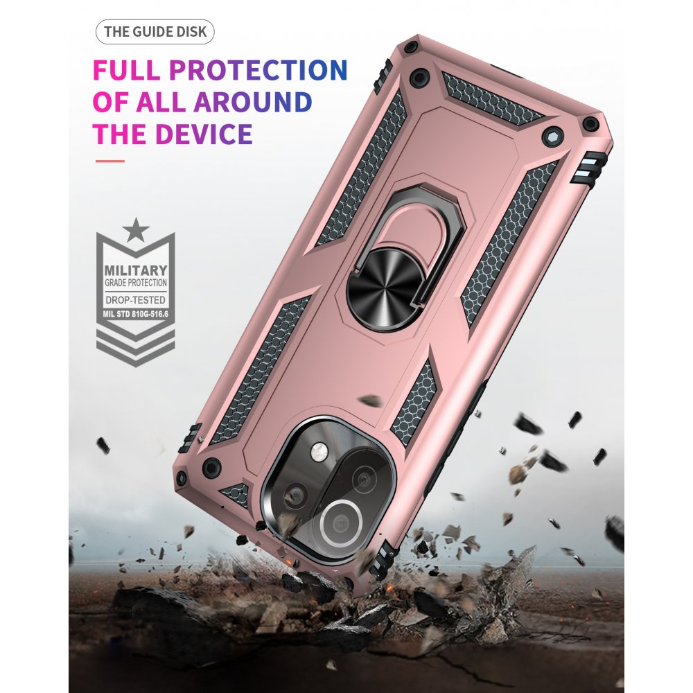 Newface Xiaomi Mİ 11 Lite Kılıf Sofya Yüzüklü Silikon Kapak - Rose