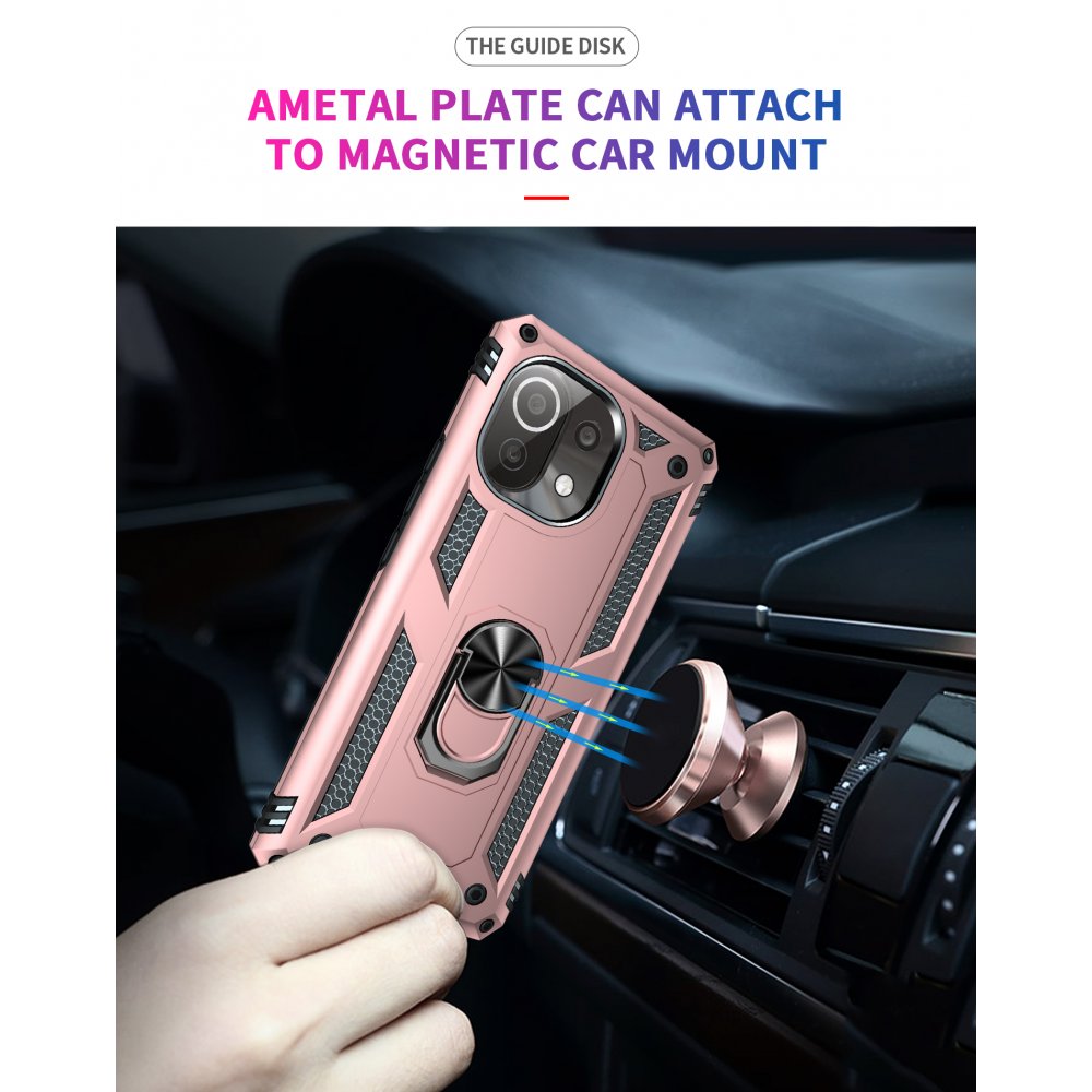 Newface Xiaomi Mİ 11 Lite Kılıf Sofya Yüzüklü Silikon Kapak - Rose