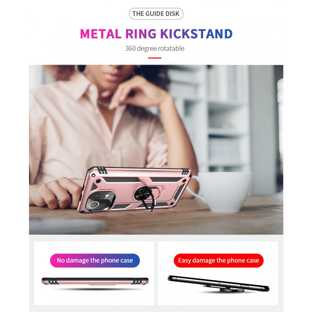 Newface Xiaomi Mİ 11 Lite Kılıf Sofya Yüzüklü Silikon Kapak - Rose