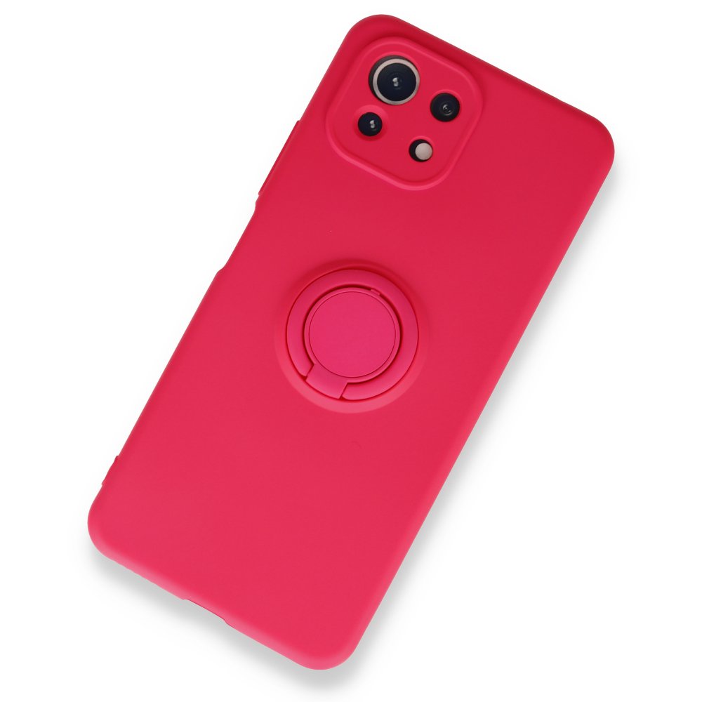 Newface Xiaomi Mİ 11 Lite Kılıf Viktor Yüzüklü Silikon - Pembe