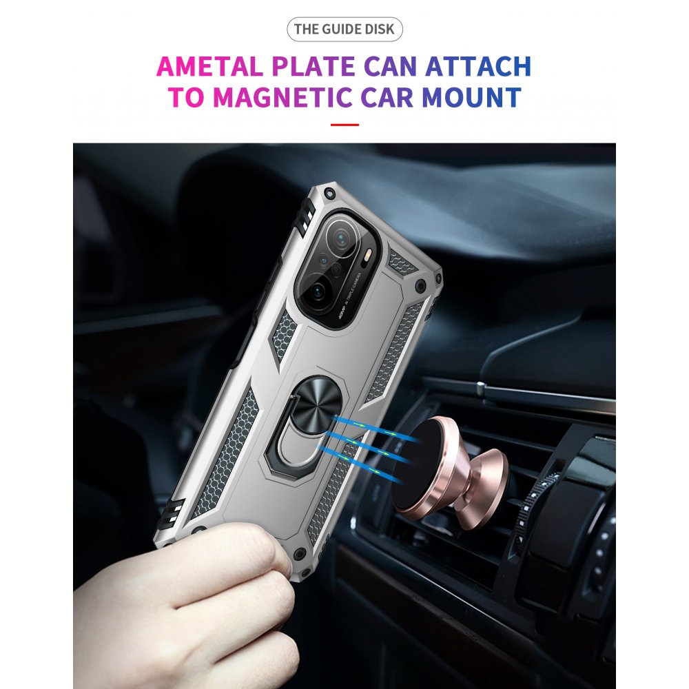 Newface Xiaomi Mi 11i Kılıf Sofya Yüzüklü Silikon Kapak - Gümüş