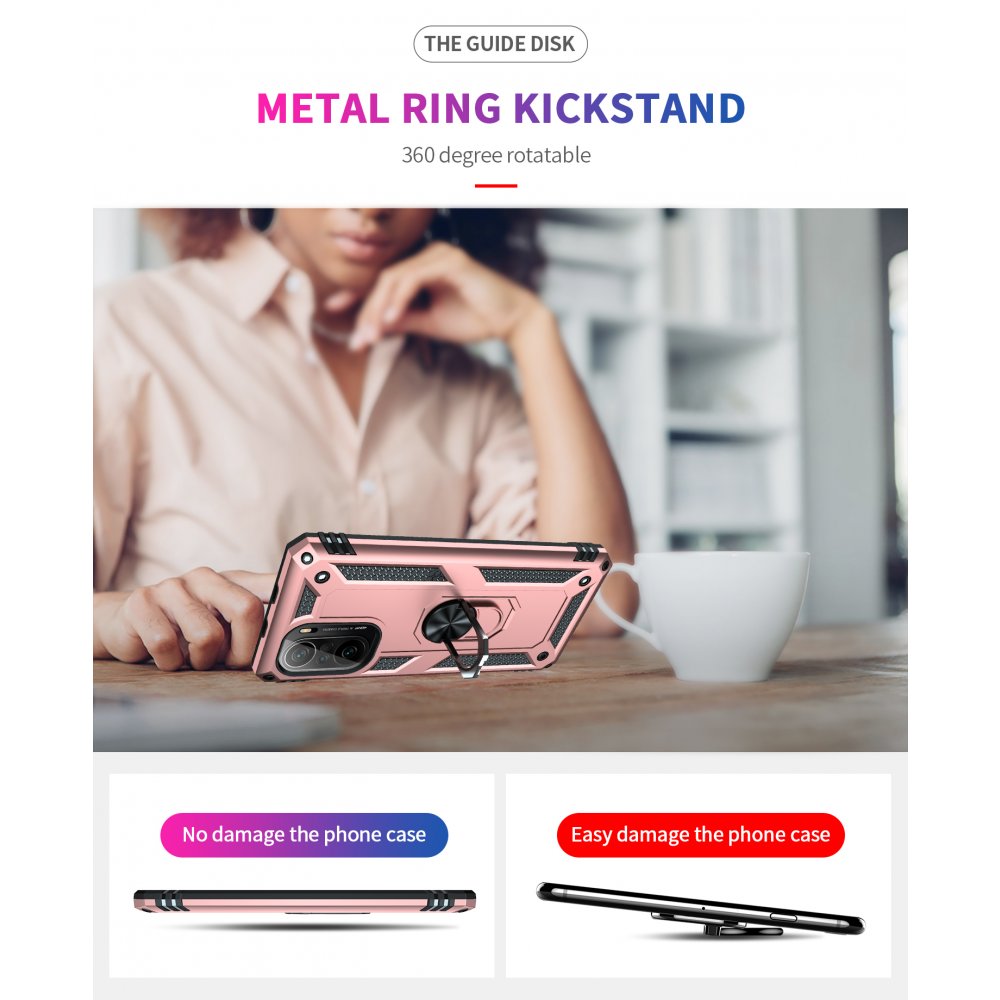 Newface Xiaomi Mi 11i Kılıf Sofya Yüzüklü Silikon Kapak - Rose