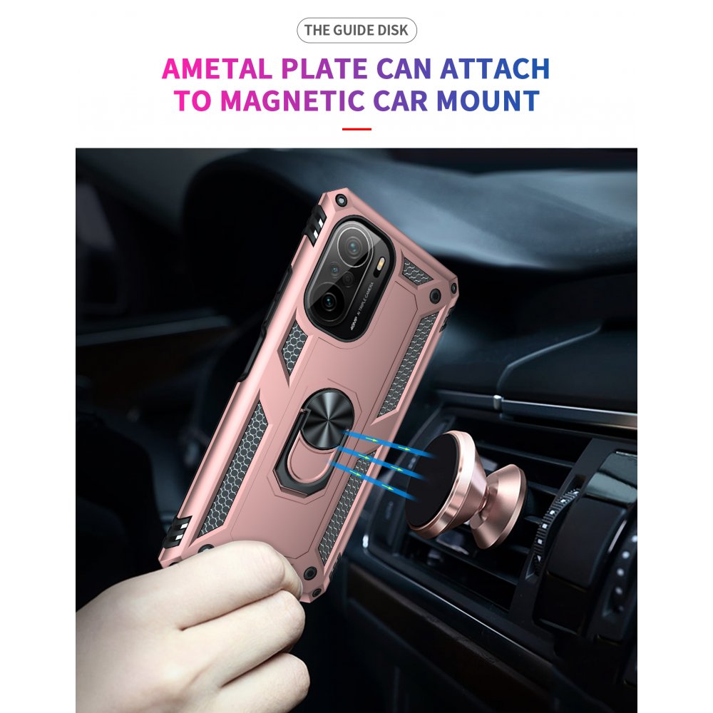 Newface Xiaomi Mi 11i Kılıf Sofya Yüzüklü Silikon Kapak - Rose