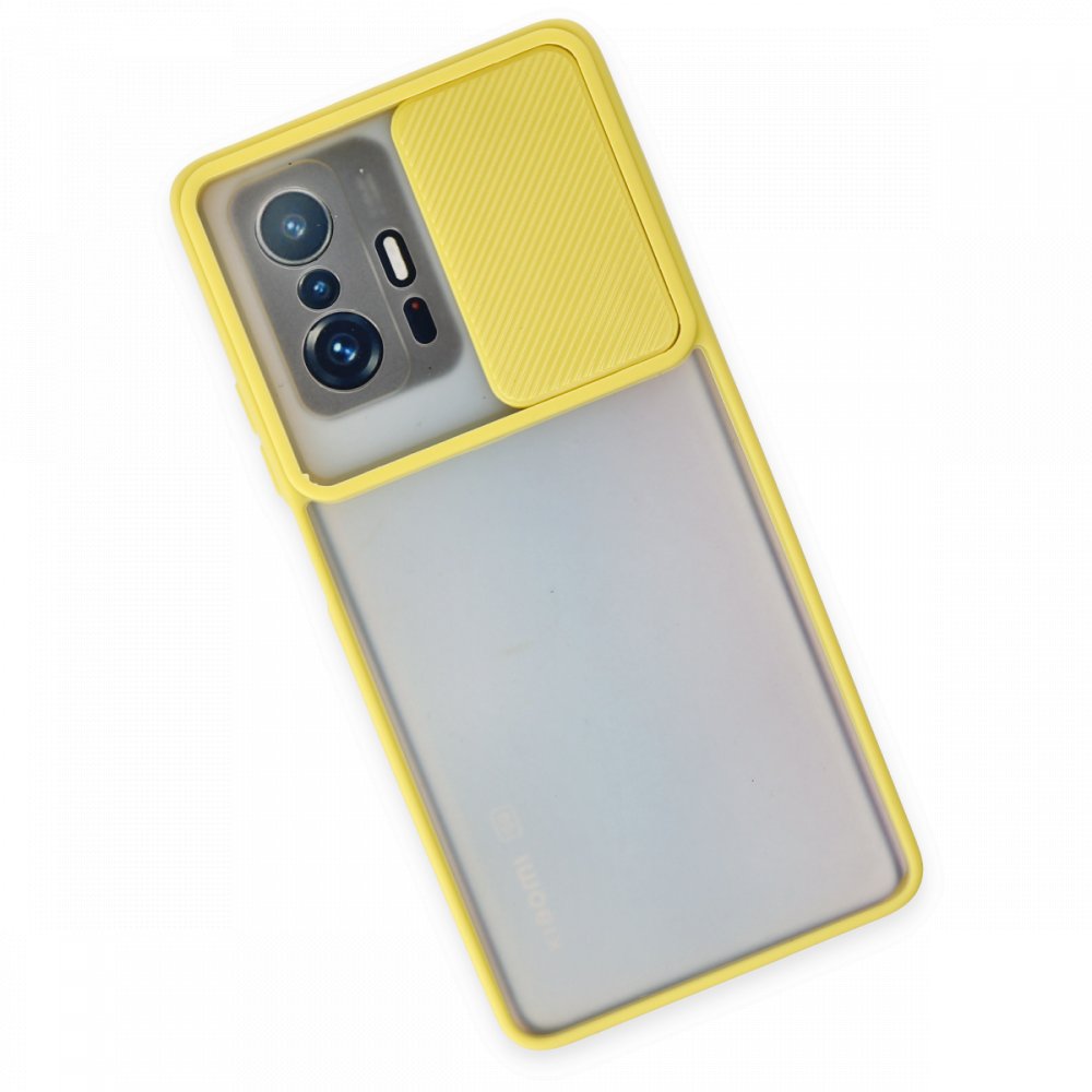 Newface Xiaomi Mi 11T Kılıf Palm Buzlu Kamera Sürgülü Silikon - Sarı