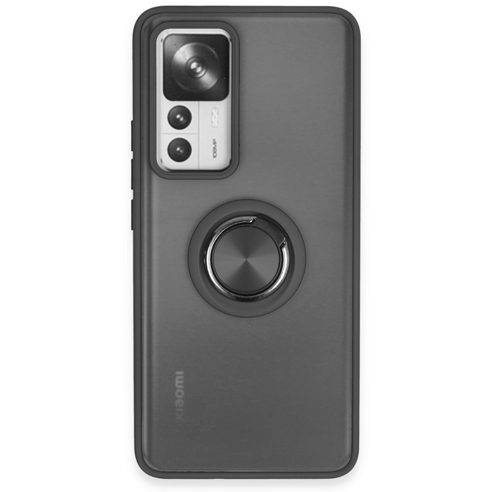 Newface Xiaomi Mi 12T Kılıf Montreal Yüzüklü Silikon Kapak - Siyah