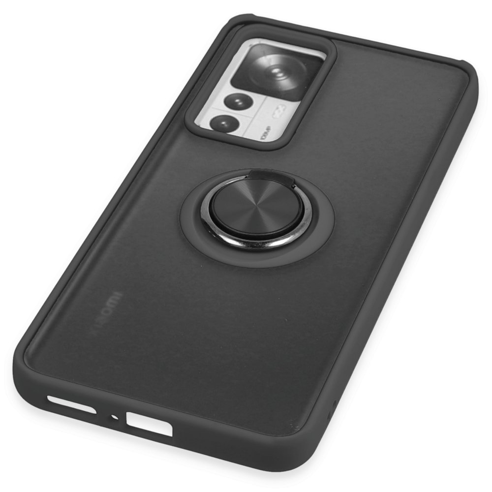Newface Xiaomi Mi 12T Kılıf Montreal Yüzüklü Silikon Kapak - Siyah