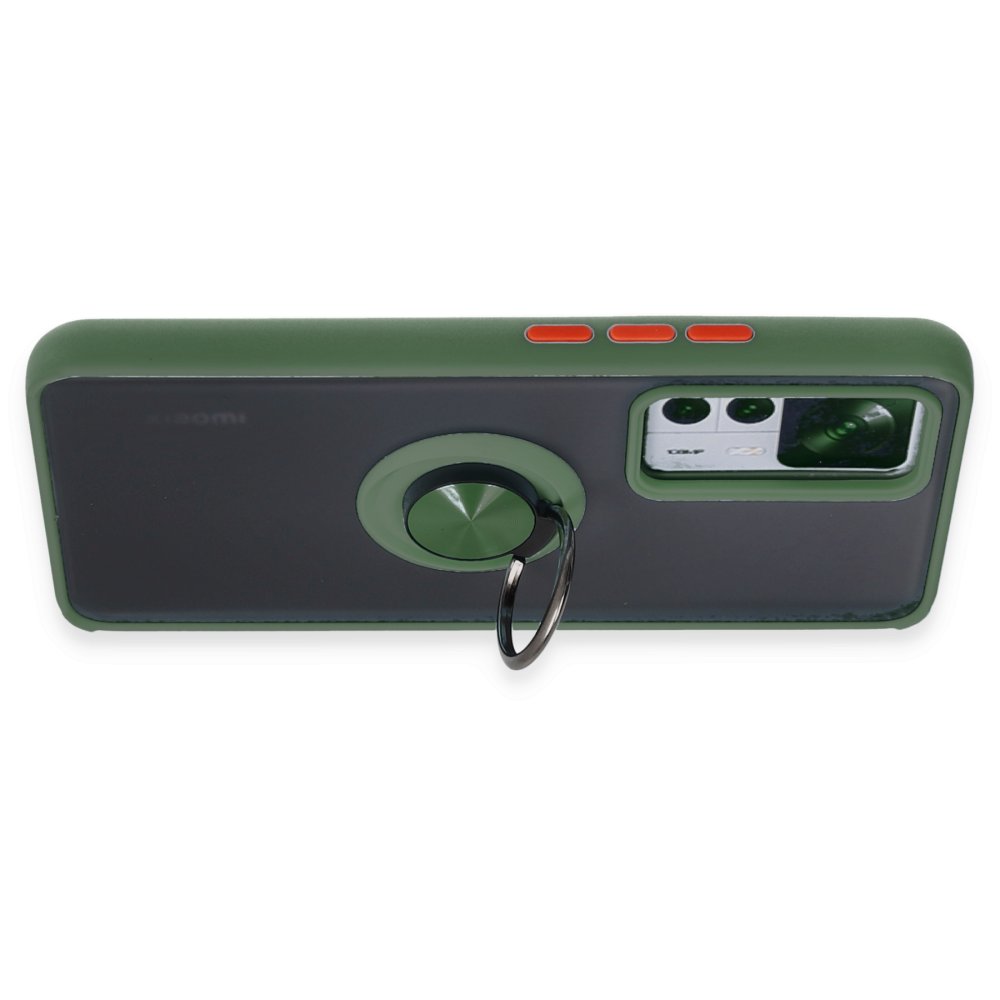 Newface Xiaomi Mi 12T Kılıf Montreal Yüzüklü Silikon Kapak - Yeşil