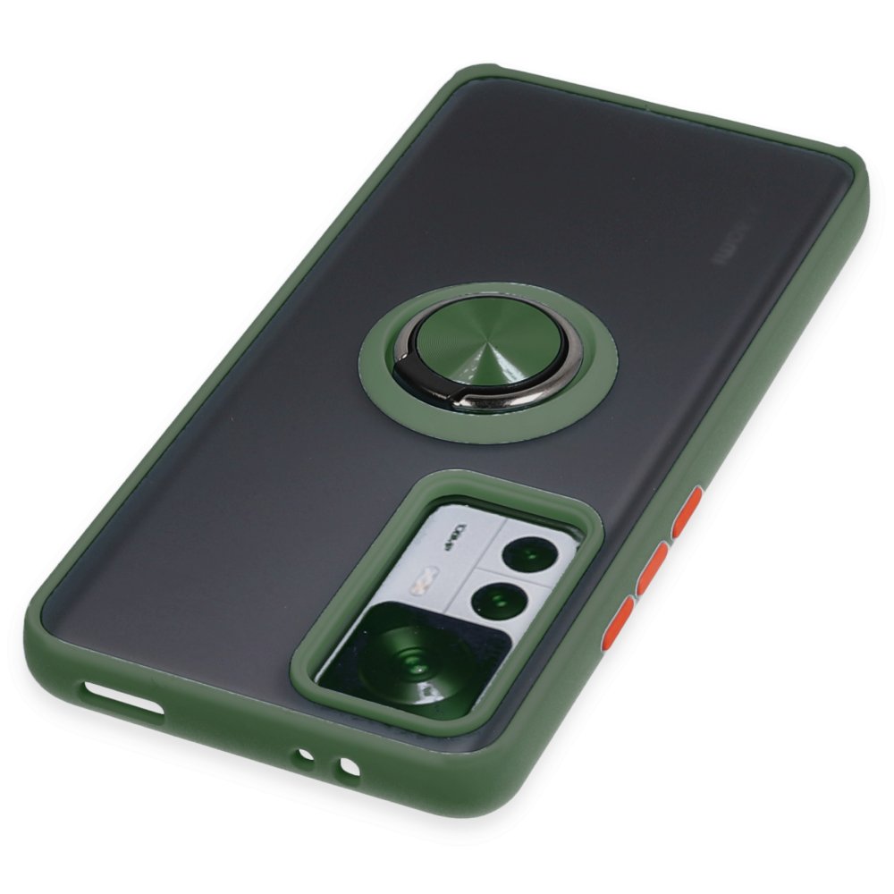 Newface Xiaomi Mi 12T Kılıf Montreal Yüzüklü Silikon Kapak - Yeşil