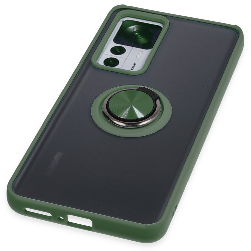 Newface Xiaomi Mi 12T Kılıf Montreal Yüzüklü Silikon Kapak - Yeşil