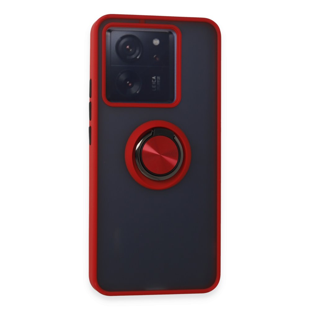 Newface Xiaomi Mi 13T Kılıf Montreal Yüzüklü Silikon Kapak - Kırmızı