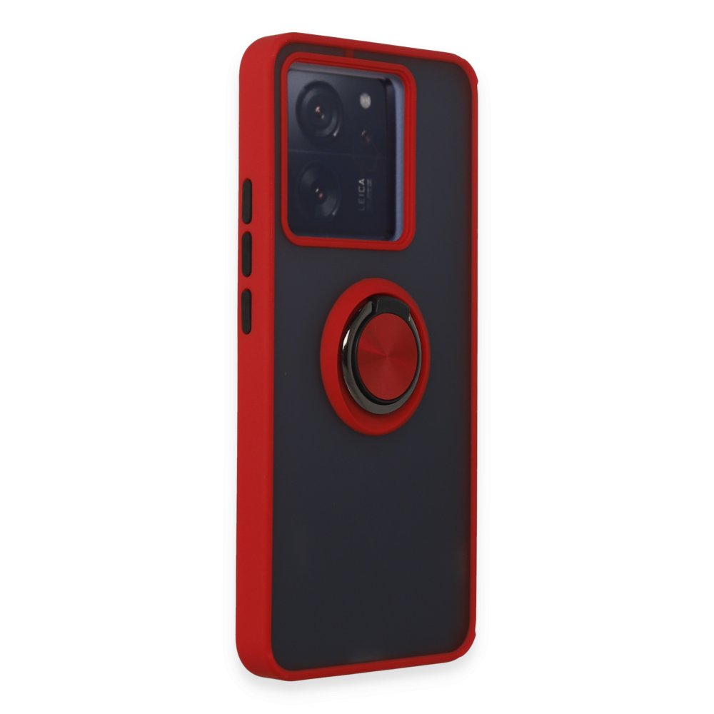 Newface Xiaomi Mi 13T Kılıf Montreal Yüzüklü Silikon Kapak - Kırmızı