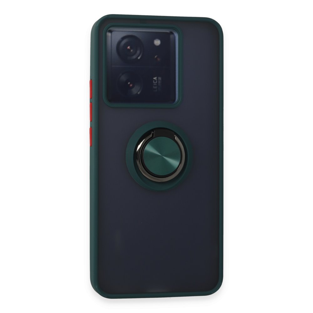Newface Xiaomi Mi 13T Kılıf Montreal Yüzüklü Silikon Kapak - Yeşil