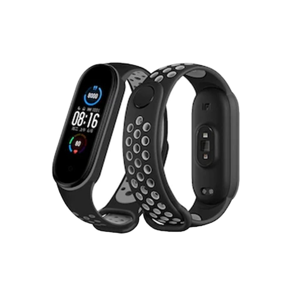 Newface Xiaomi Mi Band 4 Spor Delikli Kordon - Siyah-Gri