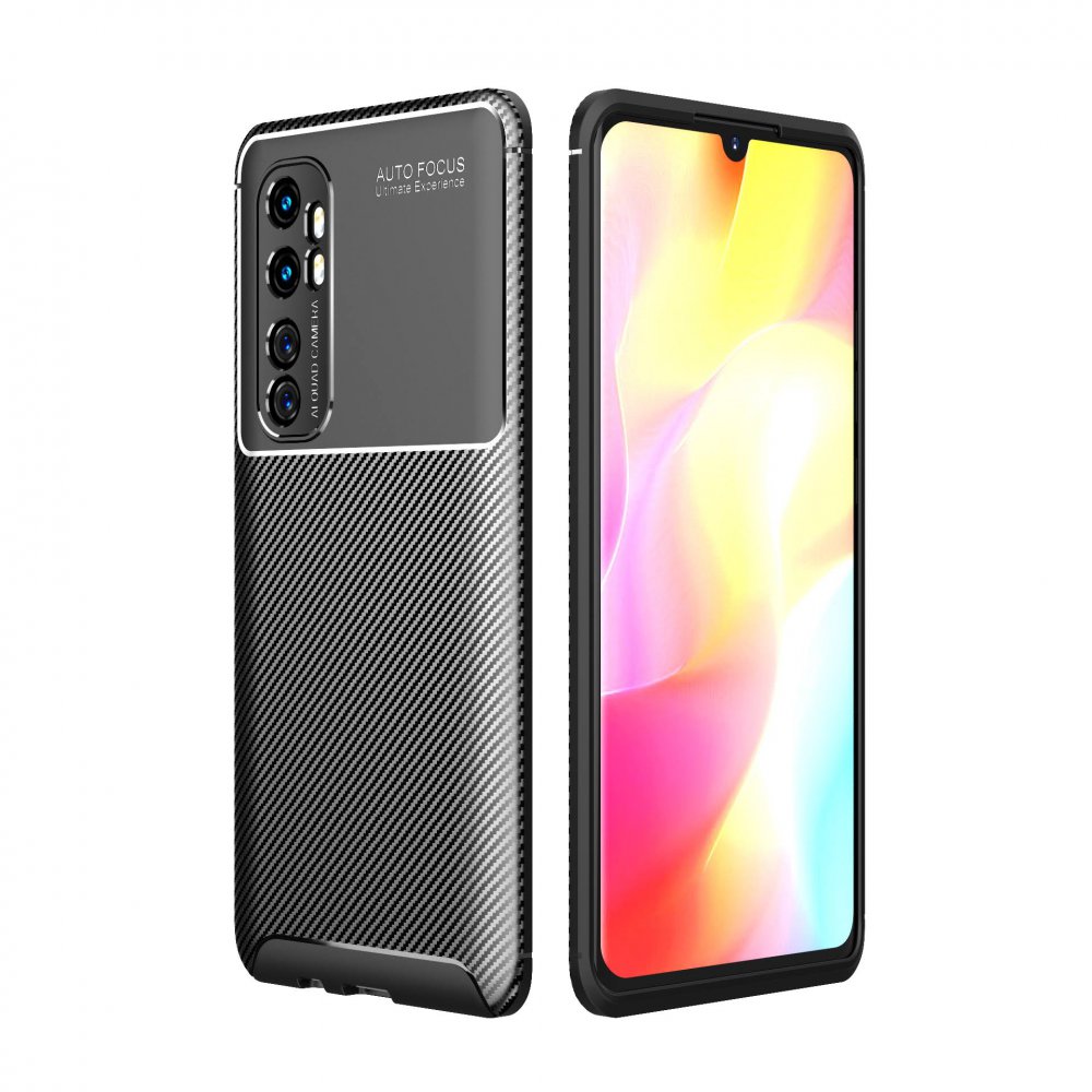 Newface Xiaomi Mi Note 10 Lite Kılıf Auto Focus Karbon Kapak - Siyah