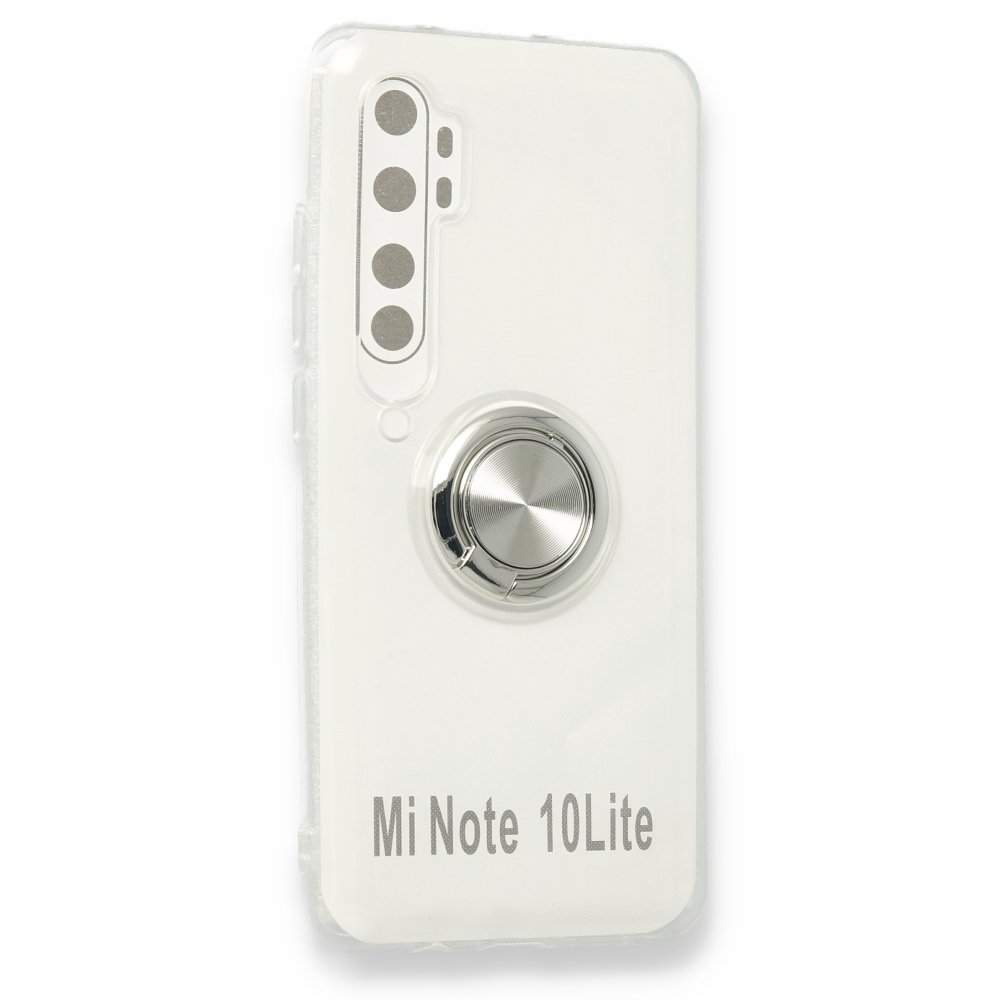 Newface Xiaomi Mi Note 10 Lite Kılıf Gros Yüzüklü Silikon - Gümüş