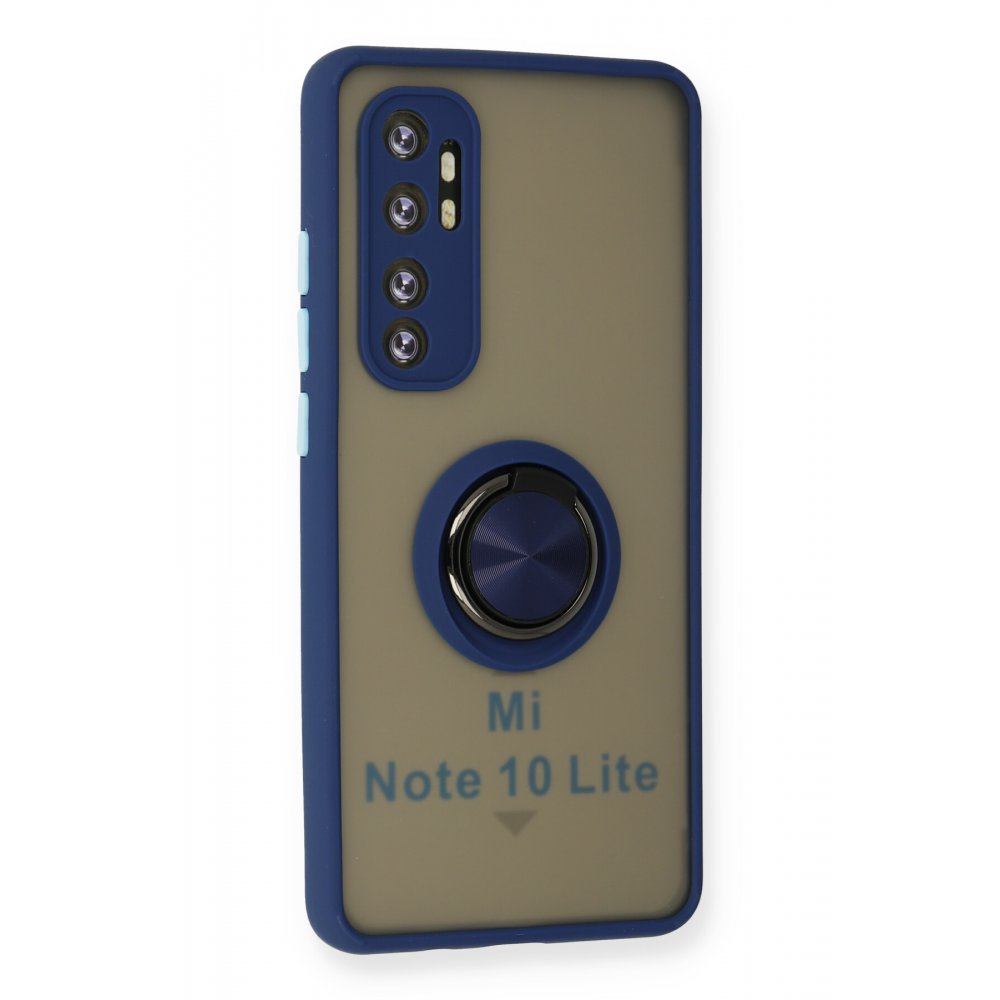 Newface Xiaomi Mi Note 10 Lite Kılıf Montreal Yüzüklü Silikon Kapak - Lacivert