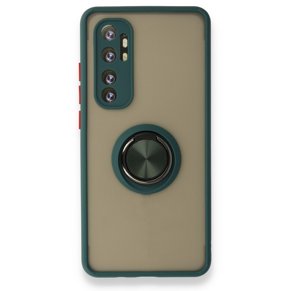Newface Xiaomi Mi Note 10 Lite Kılıf Montreal Yüzüklü Silikon Kapak - Yeşil