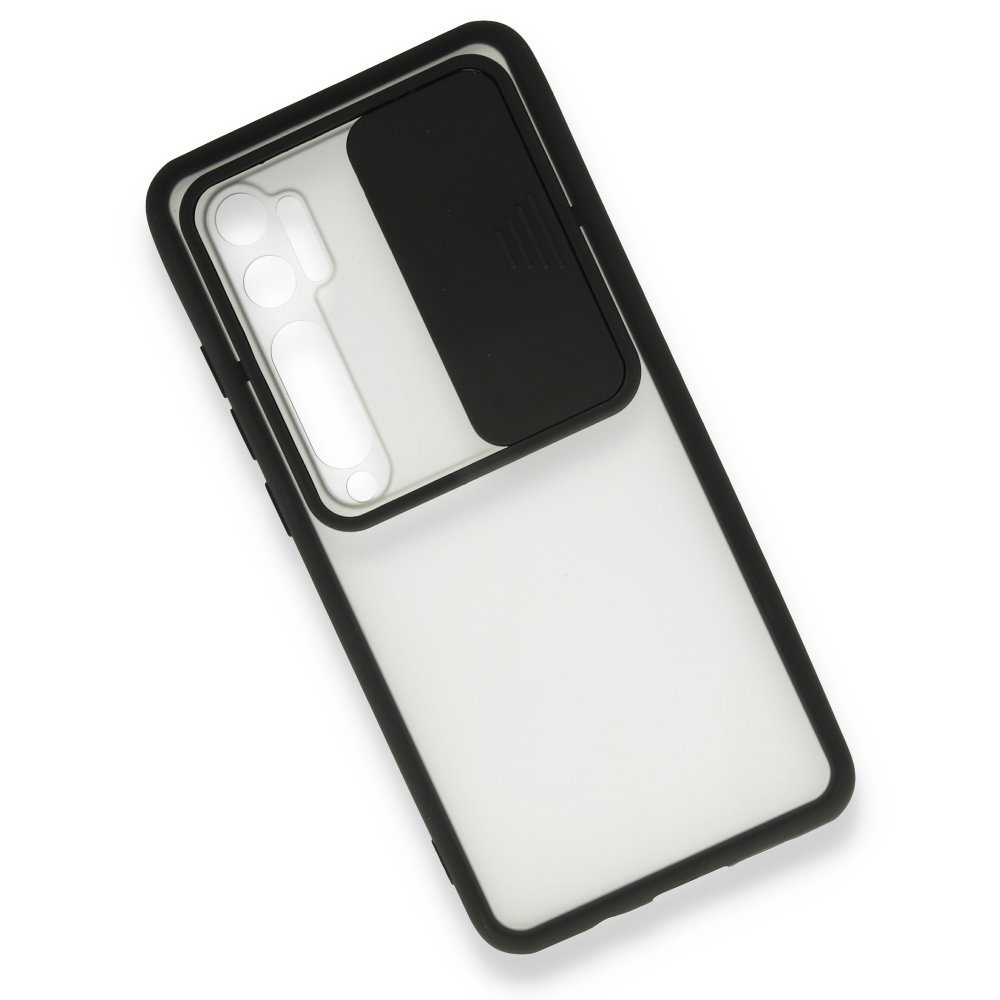 Newface Xiaomi Mi Note 10 Lite Kılıf Palm Buzlu Kamera Sürgülü Silikon - Siyah