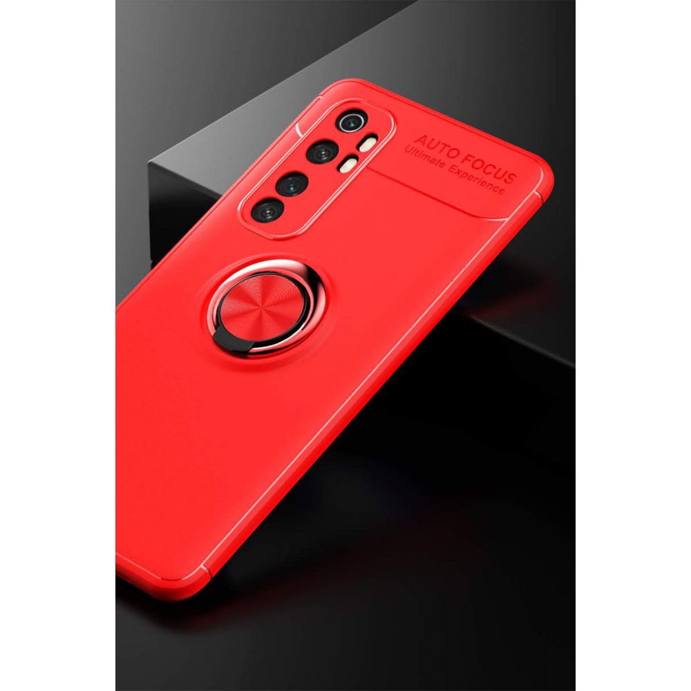 Newface Xiaomi Mi Note 10 Lite Kılıf Range Yüzüklü Silikon - Kırmızı