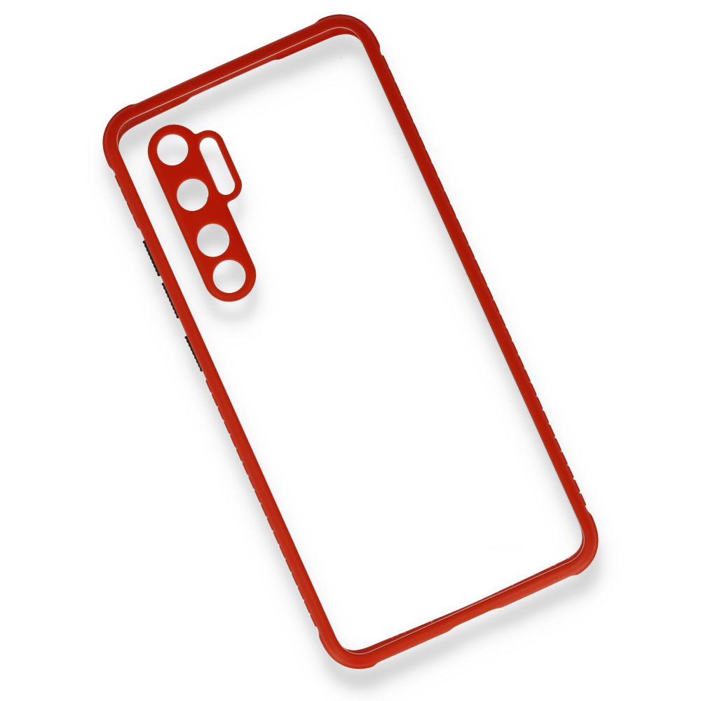 Newface Xiaomi Mi Note 10 Lite Kılıf Miami Şeffaf Silikon  - Kırmızı