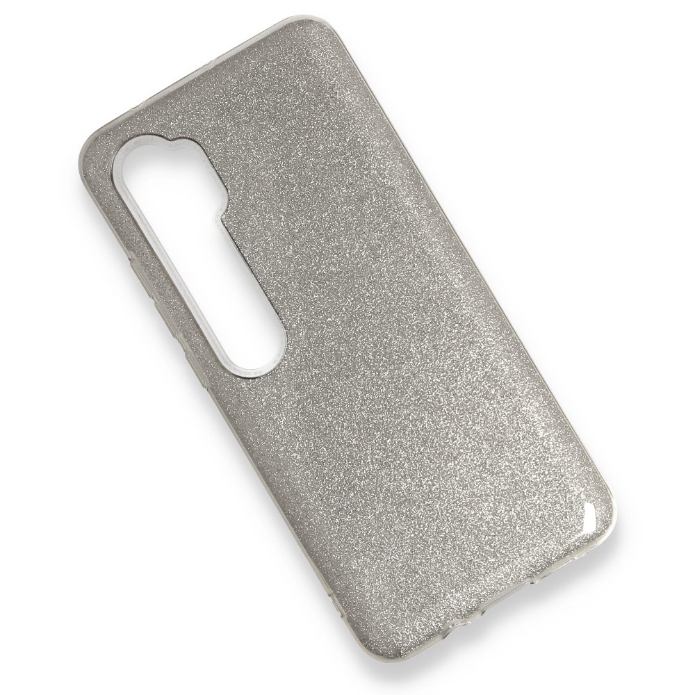 Newface Xiaomi Mi Note 10 Pro Kılıf Simli Katmanlı Silikon - Gümüş