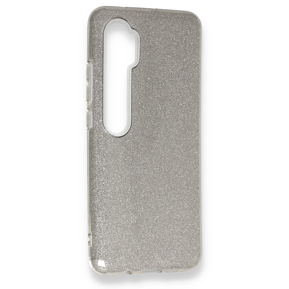 Newface Xiaomi Mi Note 10 Kılıf Simli Katmanlı Silikon - Gümüş