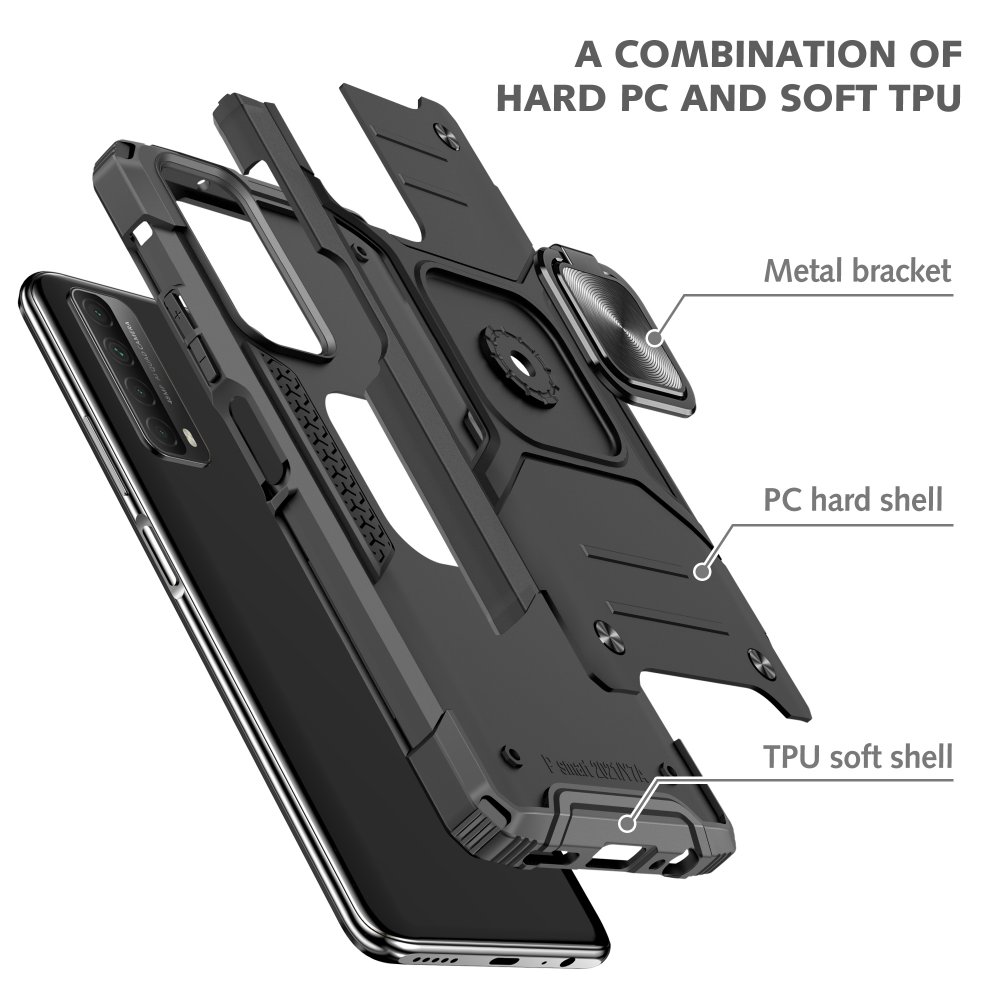 Newface Huawei P Smart 2021 Kılıf Zegna Yüzüklü Silikon Kapak - Siyah