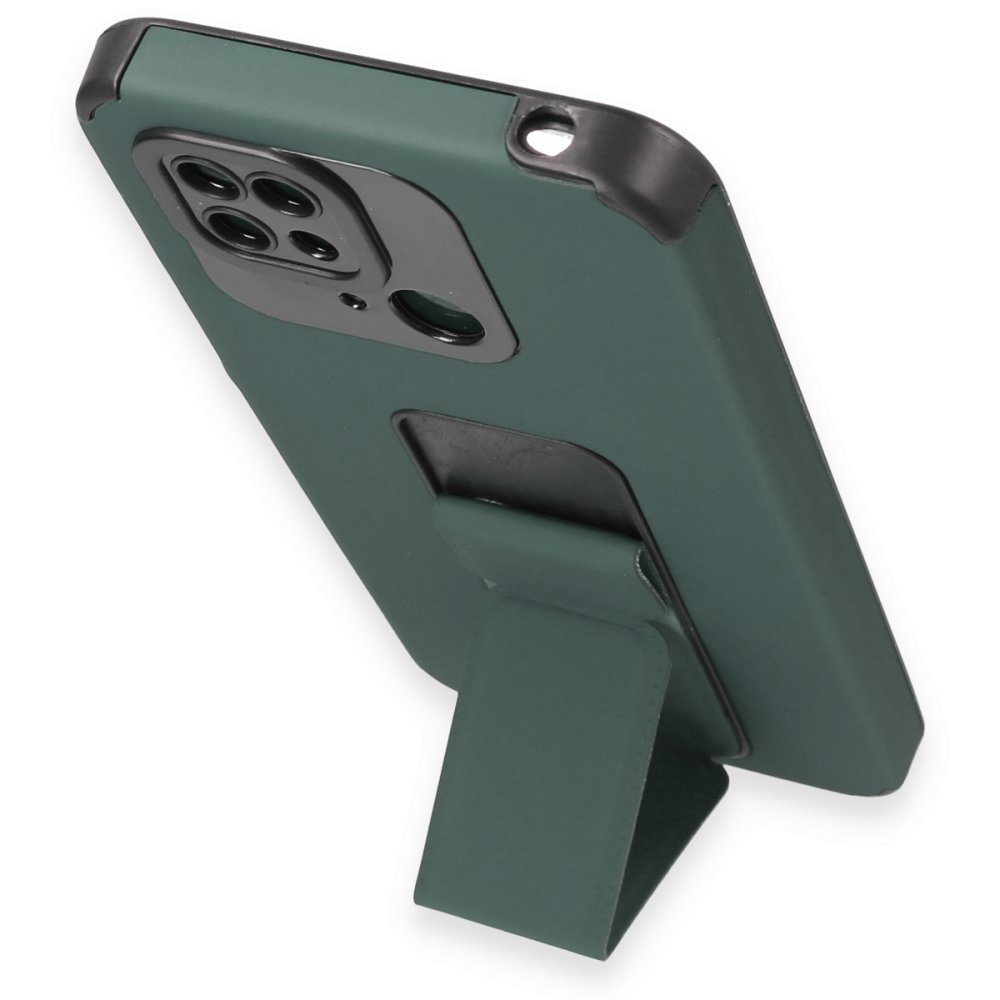 Newface Xiaomi Poco C40 Kılıf Mega Standlı Silikon - Yeşil