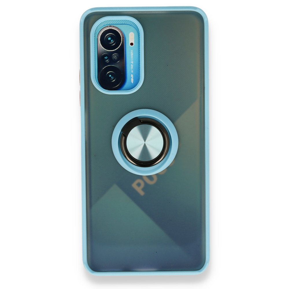 Newface Xiaomi Poco F3 Kılıf Montreal Yüzüklü Silikon Kapak - Buz Mavi
