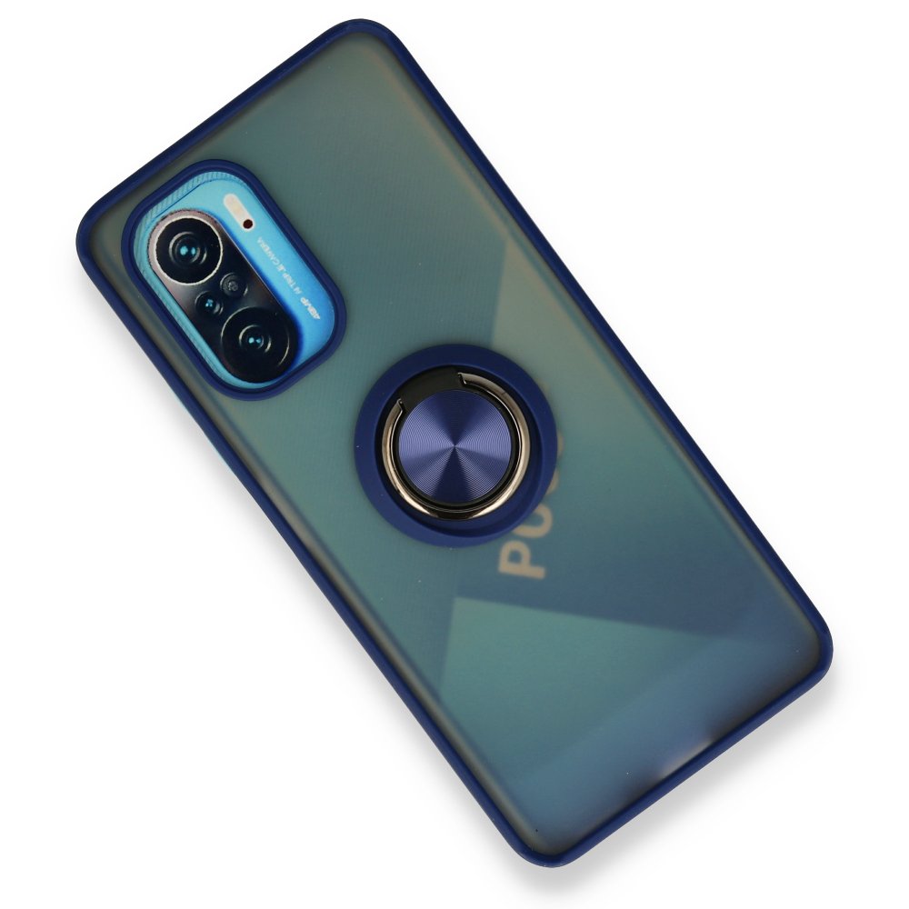 Newface Xiaomi Poco F3 Kılıf Montreal Yüzüklü Silikon Kapak - Lacivert