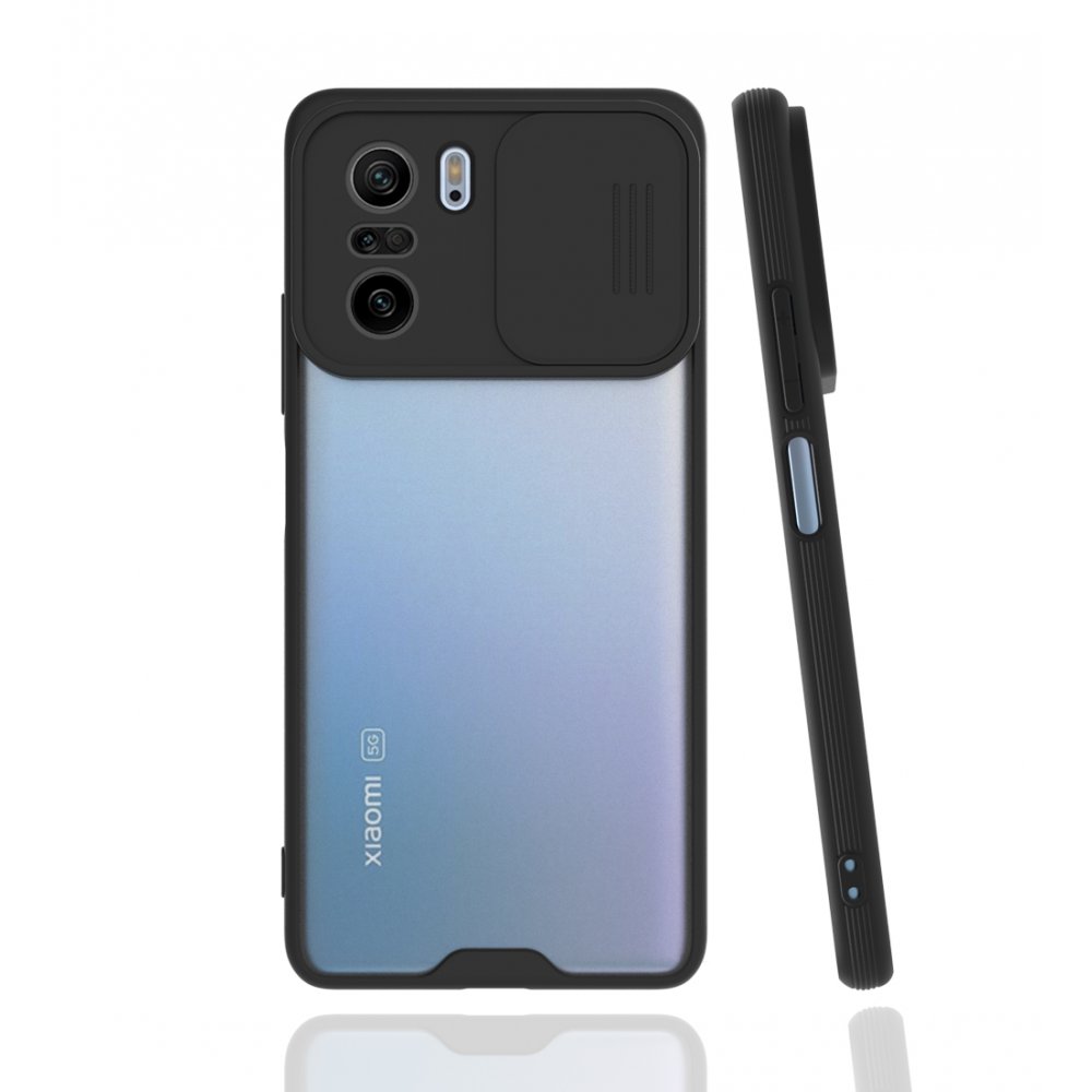 Newface Xiaomi Poco F3 Kılıf Platin Kamera Koruma Silikon - Siyah