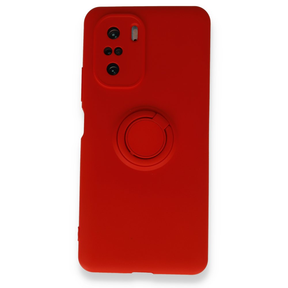 Newface Xiaomi Poco F3 Kılıf Viktor Yüzüklü Silikon - Kırmızı