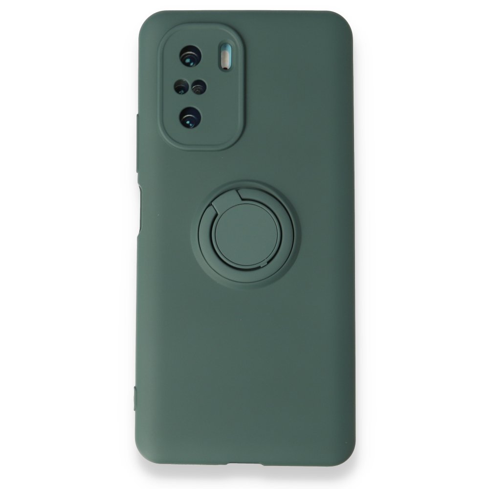 Newface Xiaomi Poco F3 Kılıf Viktor Yüzüklü Silikon - Yeşil