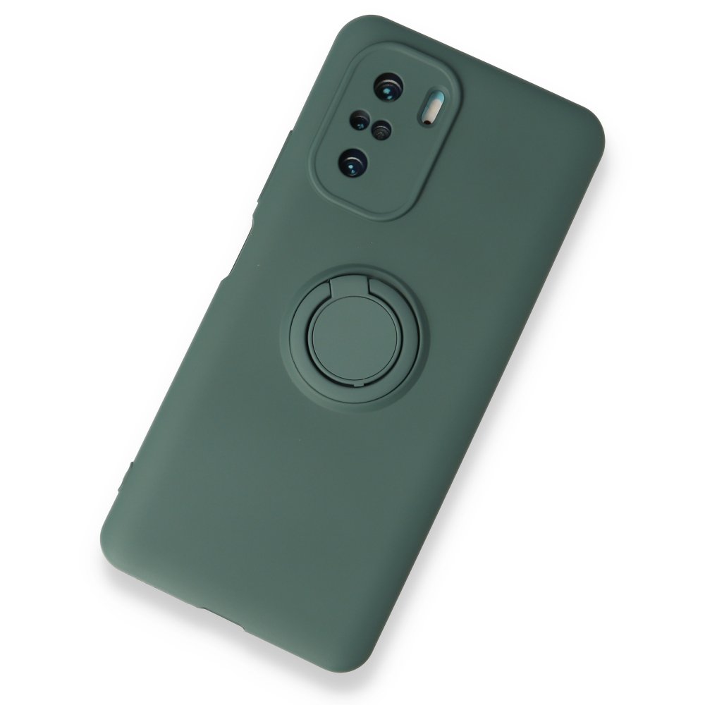 Newface Xiaomi Poco F3 Kılıf Viktor Yüzüklü Silikon - Yeşil