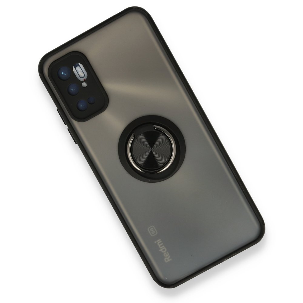 Newface Xiaomi Poco M3 Pro Kılıf Montreal Yüzüklü Silikon Kapak - Siyah